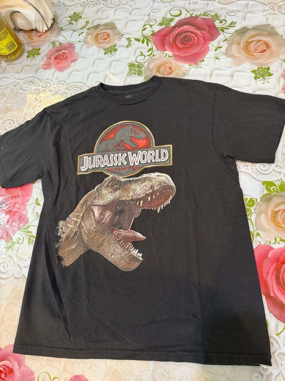 Jurassic World T-Rex Head Graphic T-Shirt, Size M, Black, 100% Cotton, Made in H